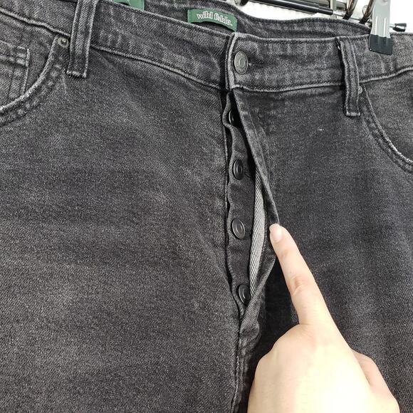 Wild Fable Jean Women 18 Black High Rise Straight Leg Thrashed Grunge Button Fly - Picture 4 of 16